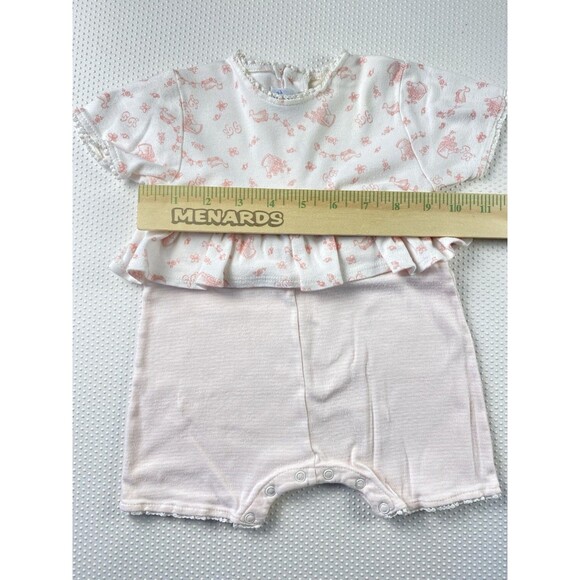 Vintage Petit Bateau Romper Duck Flowers Bodysuit Baby Girl 6 Months White Pink - Picture 13 of 13
